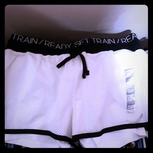 F21 white training shorts